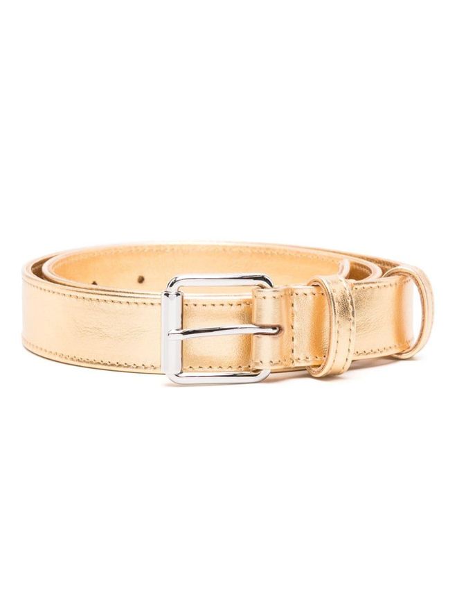 metallic leather belt - Gold