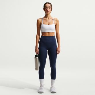 Nike Womens Zenvy High-Waisted 7/8 Leggings with No Front Seam in Blue | II5233-410