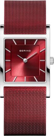 Bering Dames Armbandhorloge Zilver- Rood Classic 10426-303-S - Dames - Horloges - Grijs - ONE Size - Accessoires
