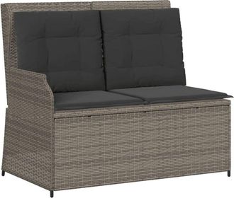 vidaXL Sill&oacute;n Reclinable De Jard&iacute;n Con Cojines Rat&aacute;n Sint&eacute;tico Gris Vidaxl