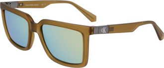 Calvin Klein Gold Mirror Square Unisex Sunglasses CKJ23659S 309 55