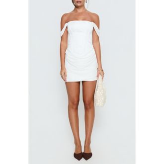 Princess Polly Joslyne Off the Shoulder Minidress in White at Nordstrom, Size 12