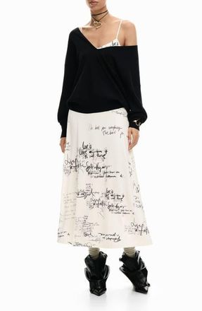 Desigual Printed Slipdress & One-Shoulder Sweater Set in Light Beige at Nordstrom, Size X-Large