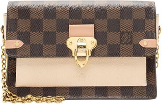 Louis Vuitton Beige Damier Ebene Vavin Chain Wallet (Authentic Pre-Loved)