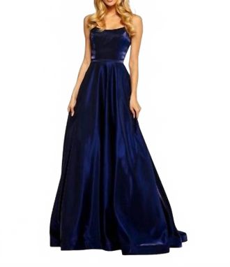 Sherri Hill Cross Dyed Shimmer A-Line Gown In Royal Blue