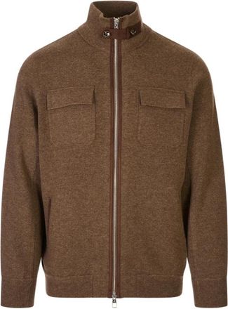 Montecore Hoge hals ritsvest - Heren - Vesten - Bruin - S - Wol - Truien & Vesten