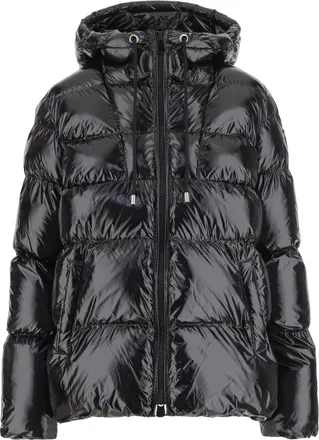Pinko Shiny Black Puffer Jacket with Horizontal Quilted Padding
