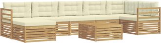 vidaXL Conjunto De Sof&aacute;s De Exterior 8 Uds. Blanco Y Crema Poli&eacute;ster Vidaxl