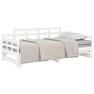 Berkfield Home Pull-out Day Bed White Solid Wood Pine 2x(80x200) cm
