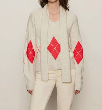 Sanctuary Argyle Scarf Sweater In Tulip Multi Argyle