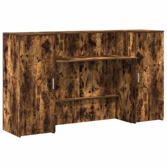 Berkfield Home Reception Desk Smoked Oak 180x50x103.5 cm Engineered Wood in Brown