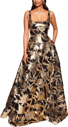 Marchesa Square Neck Strapless Bal Long Gown