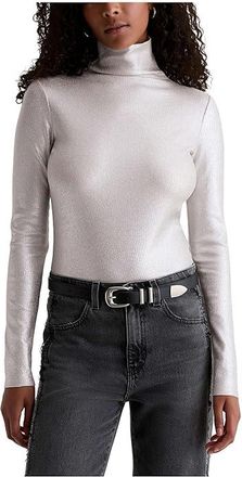 AG - Adriano Goldschmied Chels Turtleneck Womens Clothing Powder/Silver : SM (US 2-4), Lyocell/Spandex