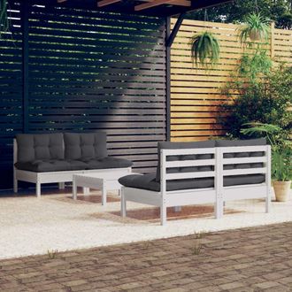 vidaXL Muebles De Jard&iacute;n 5 Pzas Con Cojines Antracita Madera De Pino Vidaxl