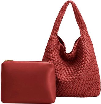 Melie Bianco Womens Johanna Large Recycled Vegan Leather Shoulder Bag In Red