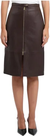 HUGO BOSS Rokken, Dames, Bruin, L, Leer, Hugo Rokken