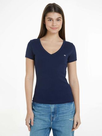 Tommy Jeans T-shirt met V-hals en logo