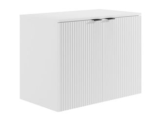 Vente-Unique Mueble flotante de lavabo con tablero estriado - blanco - 80 cm - PARMIZA