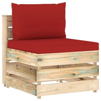vidaXL Sof&aacute; Central Seccional Con Cojines Madera Impregnada Gris Vidaxl
