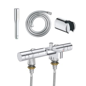 GROHE Precision Get - Mezclador Termost&aacute;tico De Ba&ntilde;o Con Barra De Ducha Idroflex, Teleducha De 1 Chorro, Flexo Y Soporte