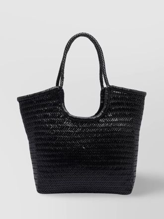 Dragon Diffusion leather woven texture shoulder bag top handles