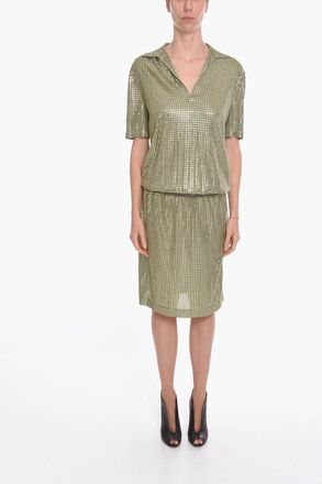 Bottega Veneta Vestito Midi in Maglia di Seta con Borchie a Specchio Bottega Veneta