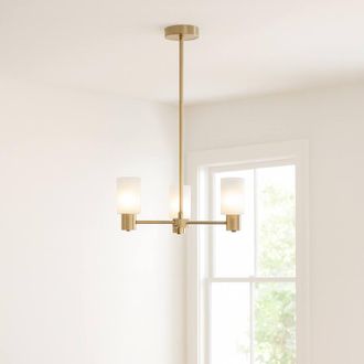 Pagazzi Maya 3-Light Antique Brass Semi-Flush Ceiling Light in Gold
