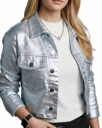 HYFVE Cropped Metallic Jacket In Silver