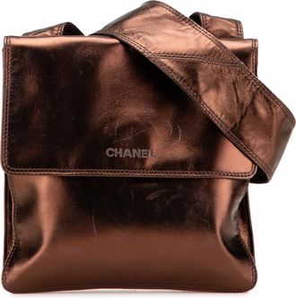 Chanel Pre-owned Womens Bronze Crossbody Bag - Brown Leather - One Size