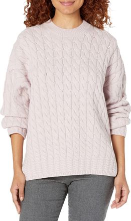 Theory Womens Karenia Cable-Knit Sweater, Dried Petal, Small US