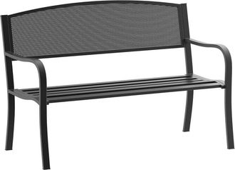 OUTSUNNY Banco De Jard&iacute;n De 2 Plazas Banco Exterior Con Respaldo De Malla De Acero Carga 240 Kg Para Patio Terraza Balc&oacute;n 127x60x87 Cm Negro