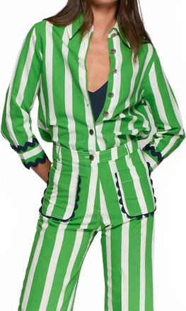 Vilagallo Striped Cuffs Shirt In Green