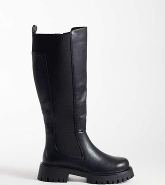 Simmi London Simmi London Wide Fit stivali al ginocchio Carlton con suola spessa neri-Nero