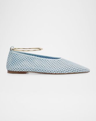 Jil Sander Ring Perforated Suede Ballerina Flats