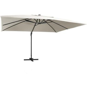 vidaXL Sombrilla Voladiza Luces Led Y Poste Aluminio Arena 4x3 M Vidaxl