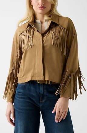 Guess Ibby Faux Suede Fringe Jacket in Brown at Nordstrom, Size X-Small
