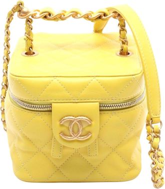 Chanel Leather Matelasse Shoulder Bag Yellow