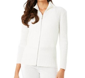 French Kyss Braided Zip Up Jacket In Ivory