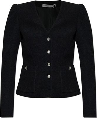 Alessandra Rich Blazer met glanzende knopen - Dames - Blazers - Zwart - S - Wol - Jassen