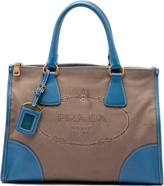 Prada Pre-owned Prada Saffiano Trimmed Canvas Canapa Logo Double Zip Satchel Ladies 5RYC9GT614XRK5AB