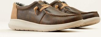 Ariat Ariat Hilo 10050976 Men EE Brown Leather Moc Toe Slip-On Casual Shoes KHD2738