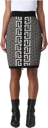 Balmain Short Skirts, female, Black, Size: XS Geometric Knit Mini Skirt