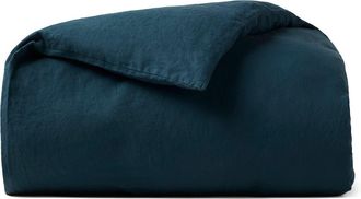 Coyuchi Relaxed Organic Linen Duvet Cover in Midnight Indigo at Nordstrom, Size King/california King