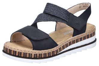 Rieker Keilsandalette RIEKER, Damen, Gr. 36, blau (nachtblau), Nubuklederimitat, unifarben, Schuhe Keilsandalette, Riemchensandale, Sommerschuh, Urlaubschuh 