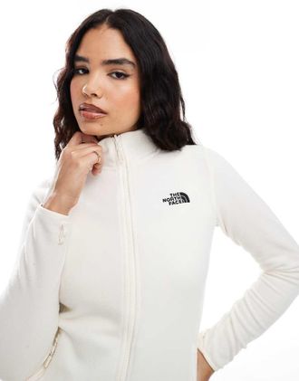 The North Face Glacier - Felpa bianco sporco in pile con logo e chiusura con zip