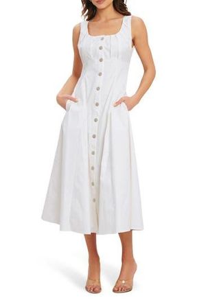 Flying Tomato Stretch Cotton Midi Dress in Off White at Nordstrom Rack, Size Medium