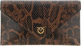 Pinko Pinko - Love Birds Mini Clutch - Dames - Tassen - Bruin - Maat: ONE Size Leer