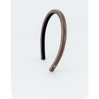 Alexandre de Paris Sellier Leather Headband in Dark Brown at Nordstrom