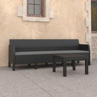 vidaXL Vidaxl - Set De Muebles Jard&iacute;n 2 Piezas Cojines Pp Rat&aacute;n Gris Antracita