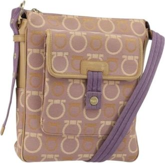 Ferragamo Pre-owned Cross Body Bags, female, Purple, Size: ONE SIZE Pre-owned Canvas Shoulder Bag